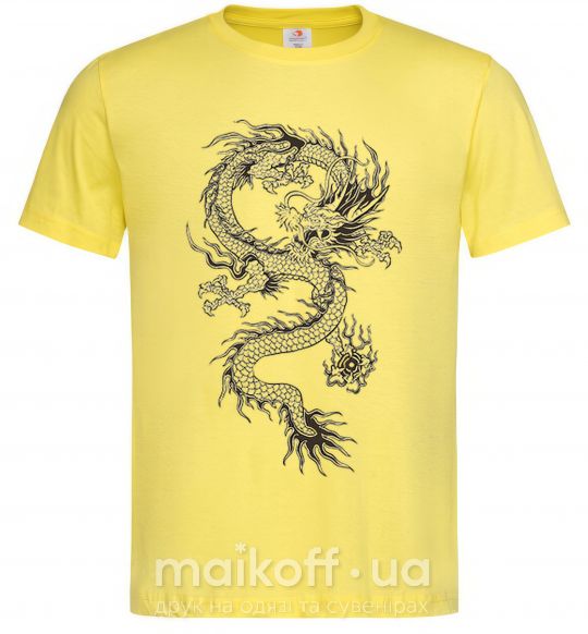 Чоловіча футболка Рисунок дракона Лимонний фото