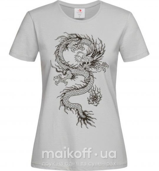Жіноча футболка Рисунок дракона Сірий фото