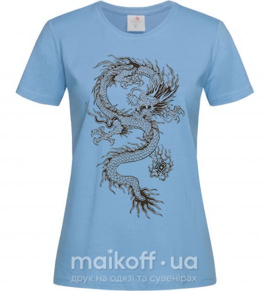 Женская футболка Рисунок дракона Голубой фото