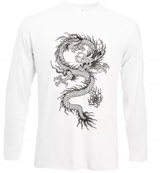 Лонгслів Малюнок дракона Білий фото