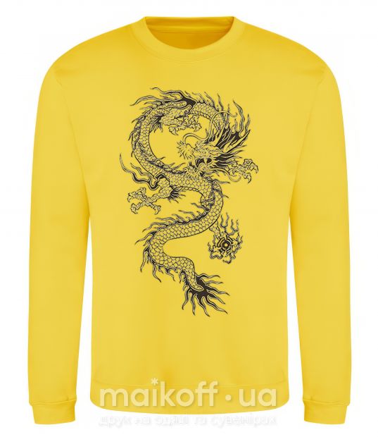 Світшот Рисунок дракона Сонячно жовтий фото