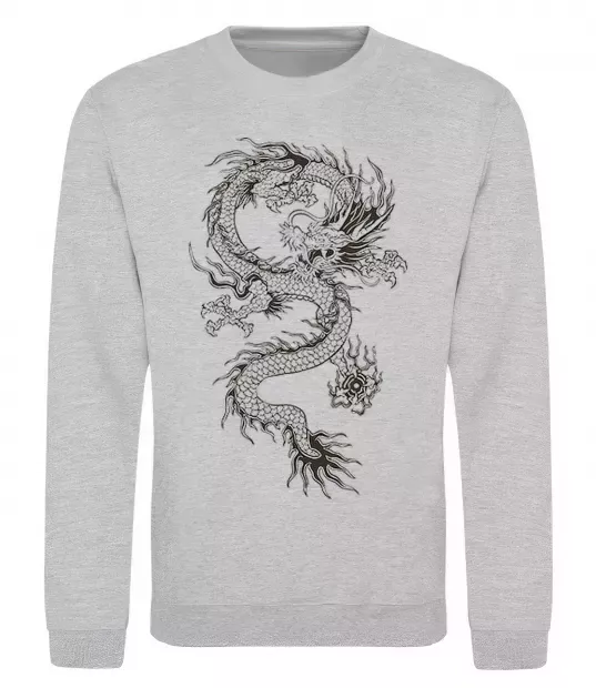 Свитшот Малюнок дракона Серый меланж фото