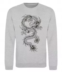 Свитшот Малюнок дракона Серый меланж фото
