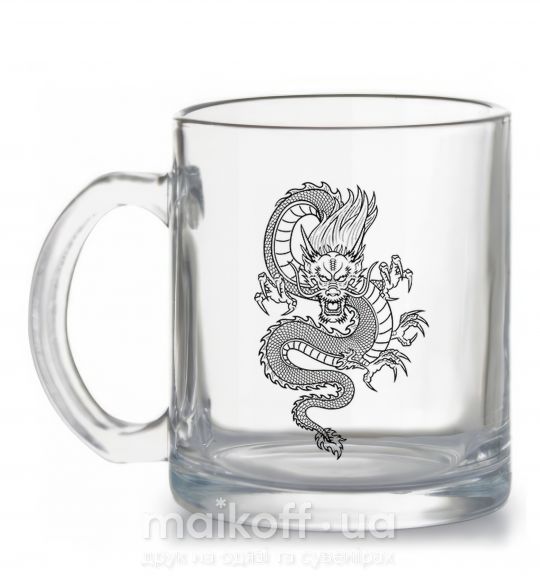 Чашка скляна Черный дракон Прозорий фото