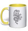 Чашка с цветной ручкой Черный дракон Солнечно желтый фото