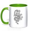 Чашка з кольоровою ручкою Черный дракон Зелений фото
