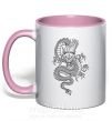 Чашка з кольоровою ручкою Черный дракон Ніжно рожевий фото