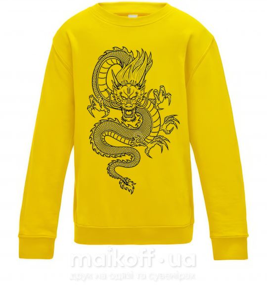 Детский Свитшот Черный дракон Солнечно желтый фото