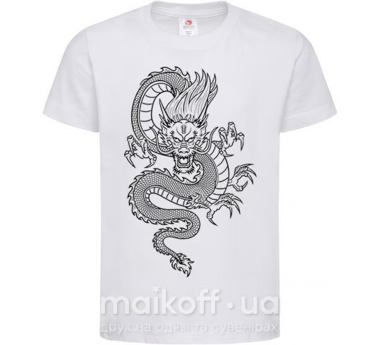 Детская футболка Черный дракон Белый фото