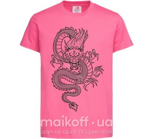 Детская футболка Черный дракон Ярко-розовый фото