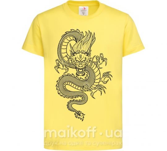 Дитяча футболка Черный дракон Лимонний фото