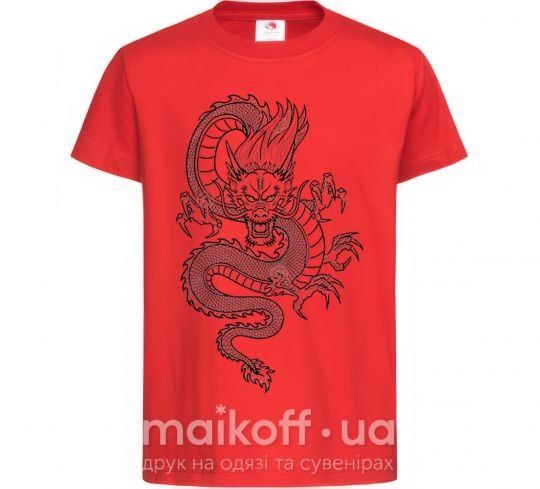 Детская футболка Черный дракон Красный фото