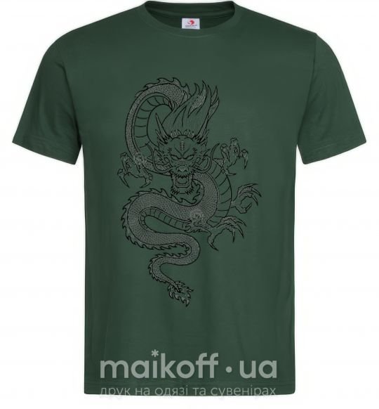 Мужская футболка Черный дракон Темно-зеленый фото