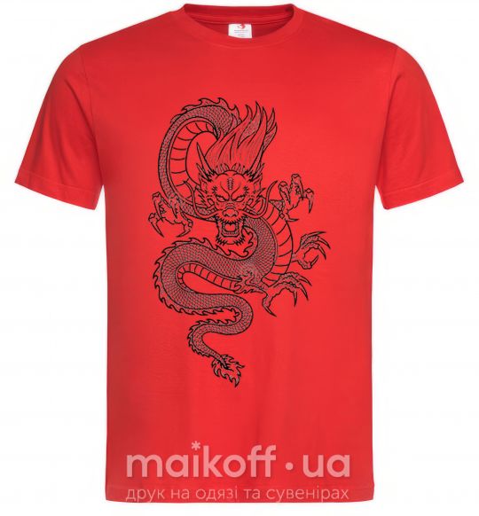 Мужская футболка Черный дракон Красный фото