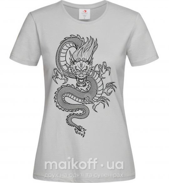 Жіноча футболка Черный дракон Сірий фото