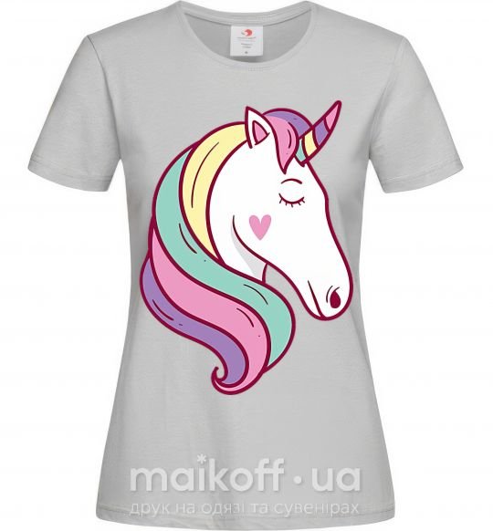 Женская футболка Heart unicorn Серый фото