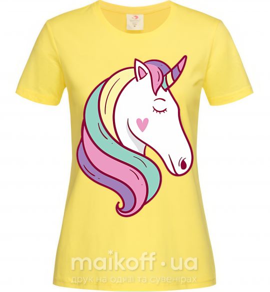 Женская футболка Heart unicorn Лимонный фото