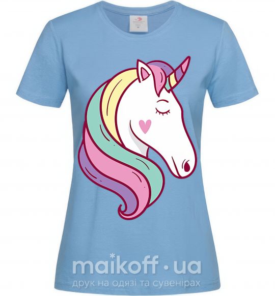 Женская футболка Heart unicorn Голубой фото