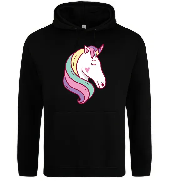 Мужская толстовка (худи) Heart unicorn Черный фото