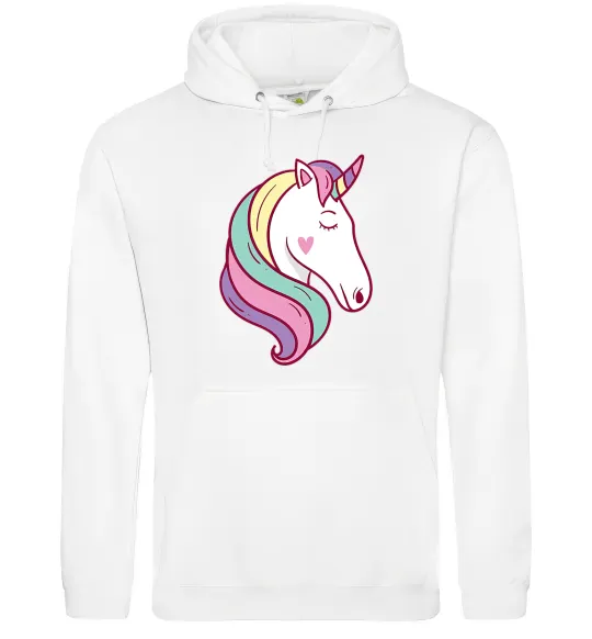 Мужская толстовка (худи) Heart unicorn Белый фото