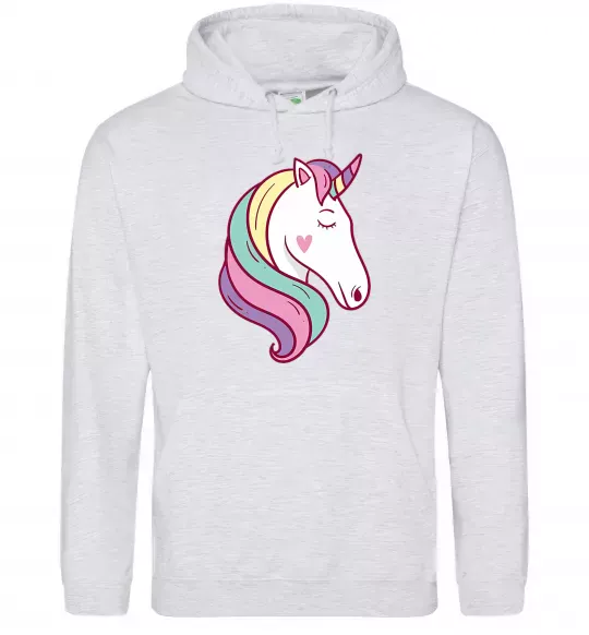 Мужская толстовка (худи) Heart unicorn Серый меланж фото