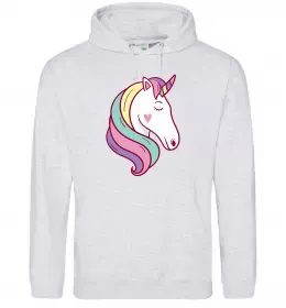 Мужская толстовка (худи) Unicorn love Серый меланж фото