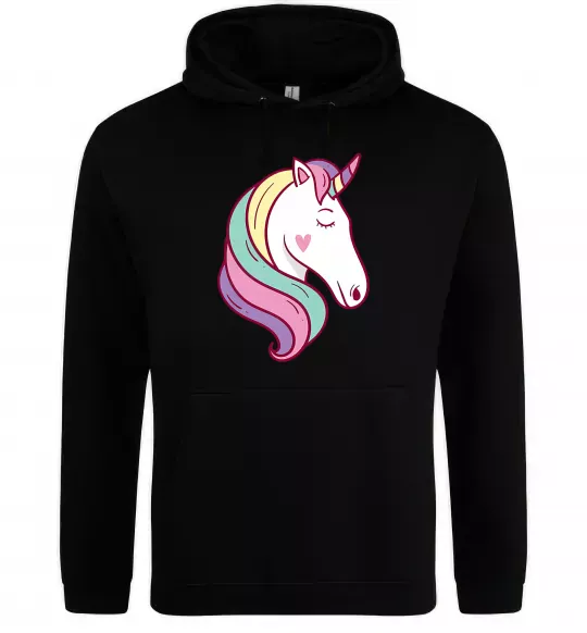 Жіноча толстовка (худі) Heart unicorn Чорний фото