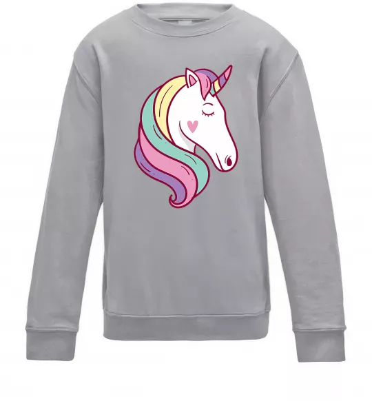 Детский Свитшот Heart unicorn Серый меланж фото