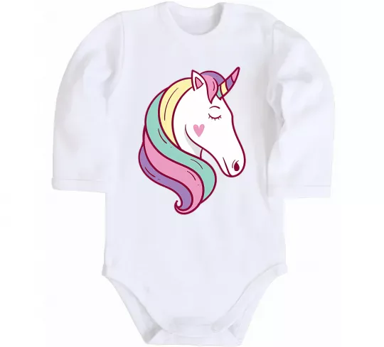 Дитячий бодік Heart unicorn Білий фото
