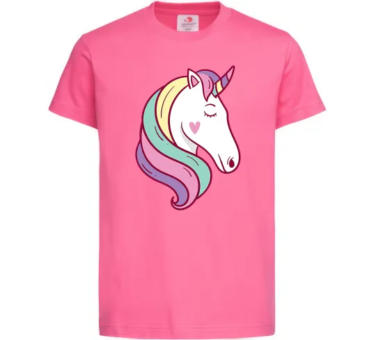 Детская футболка Heart unicorn Ярко-розовый фото