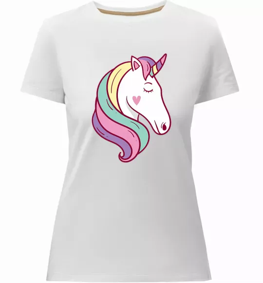 Женская премиум футболка Heart unicorn Белый фото