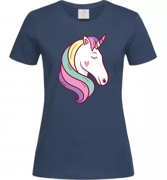 Жіноча футболка Heart unicorn Темно-синій фото