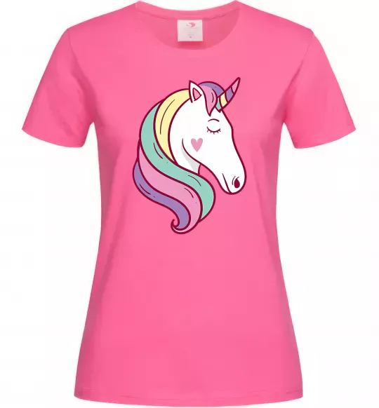 Жіноча футболка Heart unicorn Яскраво-рожевий фото