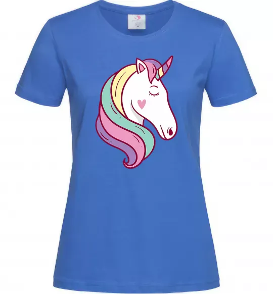 Жіноча футболка Heart unicorn Яскраво-синій фото