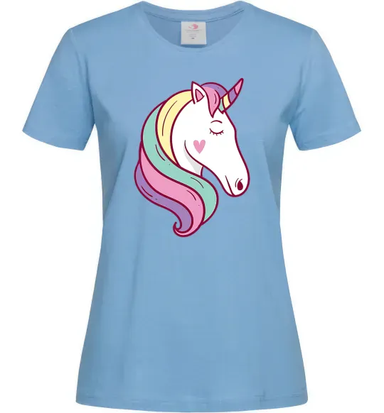 Жіноча футболка Heart unicorn Блакитний фото