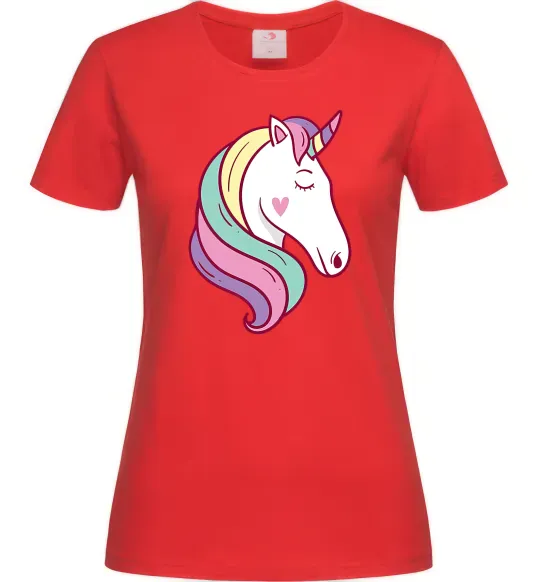Жіноча футболка Heart unicorn Червоний фото