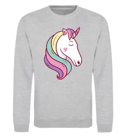 Світшот Heart unicorn Сірий меланж фото