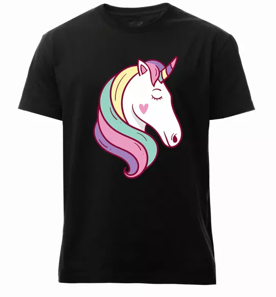 Мужская премиум футболка Heart unicorn Черный фото