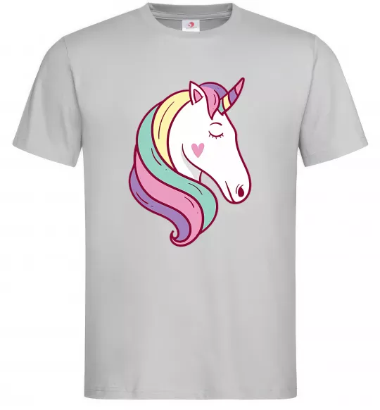 Мужская футболка Heart unicorn Серый фото