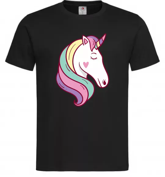 Мужская футболка Heart unicorn Черный фото