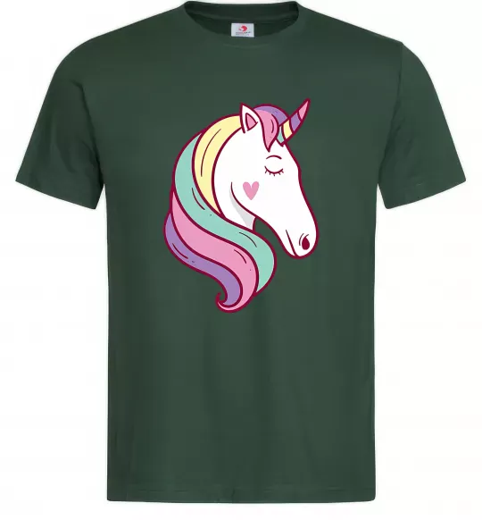 Мужская футболка Heart unicorn Темно-зеленый фото