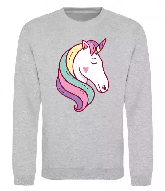 Світшот Heart unicorn Сірий меланж фото