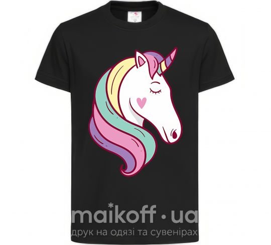 Детская футболка Heart unicorn Черный фото