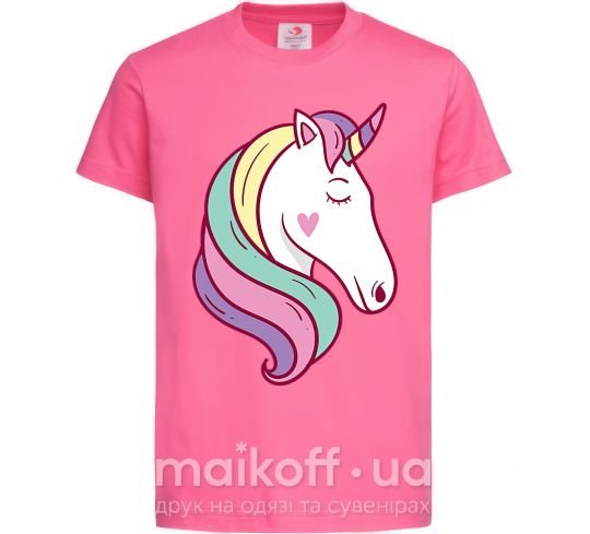 Детская футболка Heart unicorn Ярко-розовый фото
