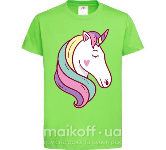 Детская футболка Heart unicorn Лаймовый фото