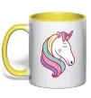 Чашка з кольоровою ручкою Heart unicorn Сонячно жовтий фото