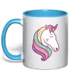Чашка з кольоровою ручкою Heart unicorn Блакитний фото