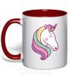 Чашка з кольоровою ручкою Heart unicorn Червоний фото