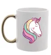Чашка з кольоровою ручкою Heart unicorn Золото фото