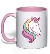 Чашка с цветной ручкой Heart unicorn Нежно розовый фото
